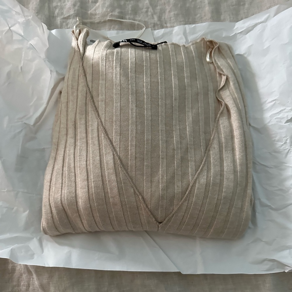 Zara NWT large loungwear or sexy front slit longsleeve dress